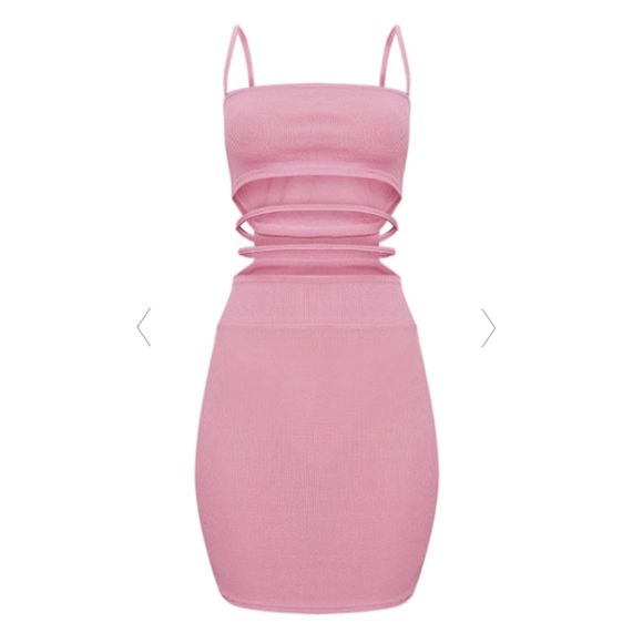 Pink MAUVE STRAPPY CUT OUT BODYCON DRESS Sz 12 - Picture 3 of 10